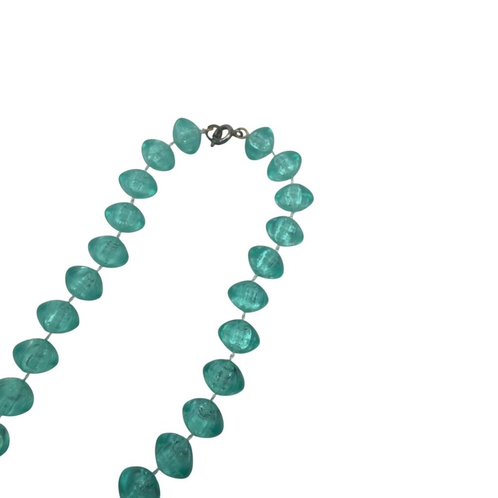 Teal Acrylic Beaded Necklace 17 Inches Spring  Mom Gift Lightweight Grandma - Picture 3 of 5
